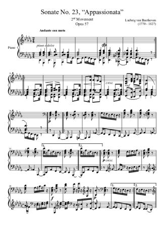 Beethoven  score for Piano