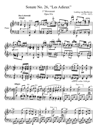 Beethoven  score for Piano