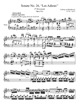 Beethoven  score for Piano