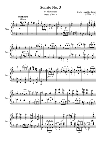 Beethoven Sonata No 3 3rd Movement score for Piano
