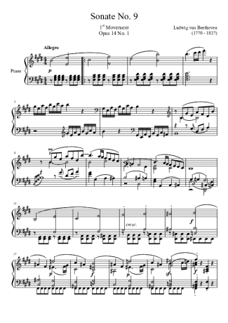 Beethoven  score for Piano