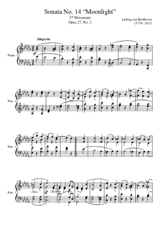 Beethoven  score for Piano