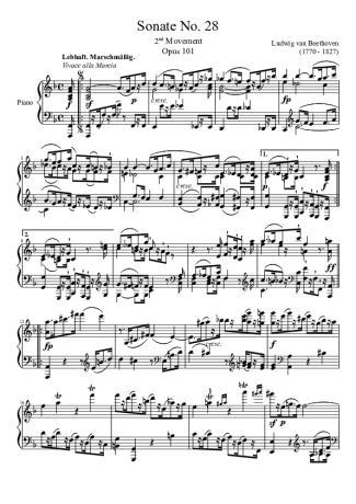 Beethoven Sonata No. 28 2nd Movement score for Piano