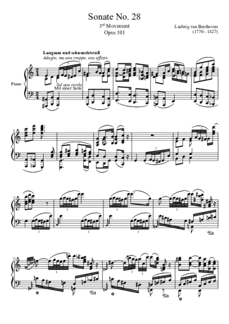 Beethoven Sonata No. 28 3rd Movement score for Piano