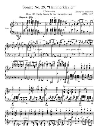 Beethoven  score for Piano