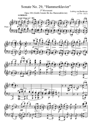 Beethoven  score for Piano