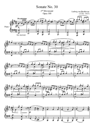 Beethoven  score for Piano