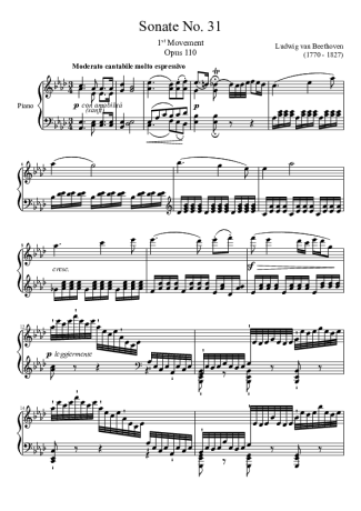 Beethoven  score for Piano