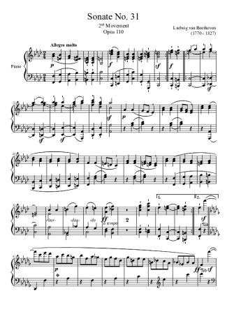 Beethoven  score for Piano