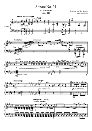 Beethoven  score for Piano