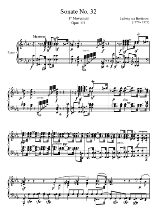 Beethoven Sonata No. 32 1st Movement score for Piano