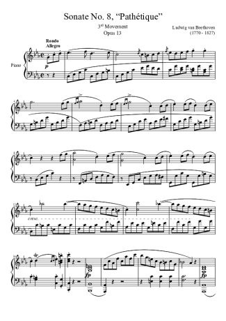 Beethoven Sonata No. 8 Pathetique 3rd Movement score for Piano