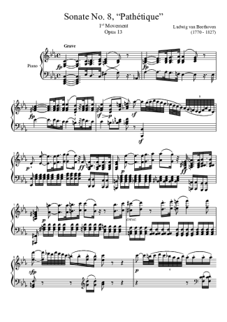 Beethoven Sonata No. 8Pathetique 1st Movement score for Piano