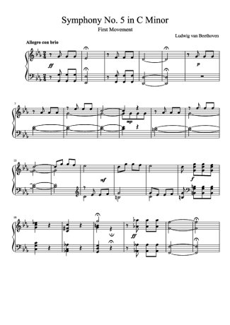Beethoven Symphony No. 5 (1st Movement) score for Piano