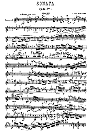 Beethoven Violin Sonata No. 1 score for Violin