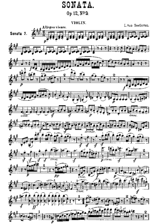 Beethoven Violin Sonata No. 2 score for Violin