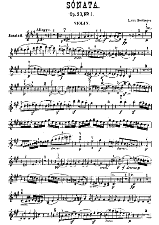 Beethoven Violin Sonata No. 6 score for Violin