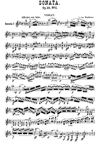 Beethoven Violin Sonata No. 7 score for Violin