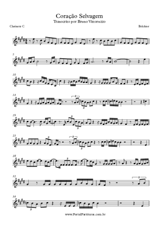 Belchior Coração Selvagem score for Clarinet (C)