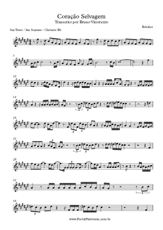 Belchior Coração Selvagem score for Tenor Saxophone Soprano (Bb)