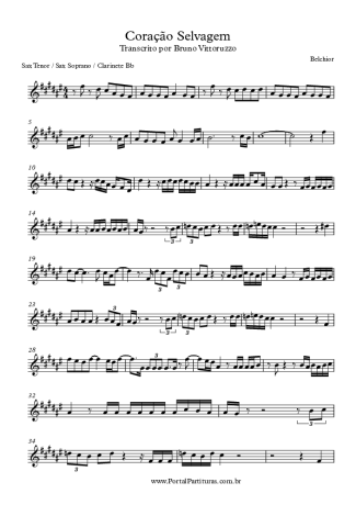Belchior Coração Selvagem score for Tenor Saxophone Soprano (Bb)