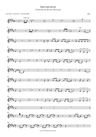 Belo  score for Tenor Saxophone Soprano (Bb)