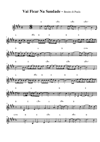Benito di Paula Vai Ficar na Saudade score for Tenor Saxophone Soprano (Bb)