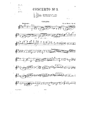 Bériot Violin Concerto No. 3 score for Violin