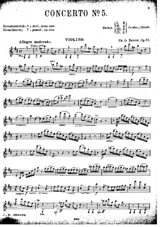 Bériot Violin Concerto No. 5 score for Violin