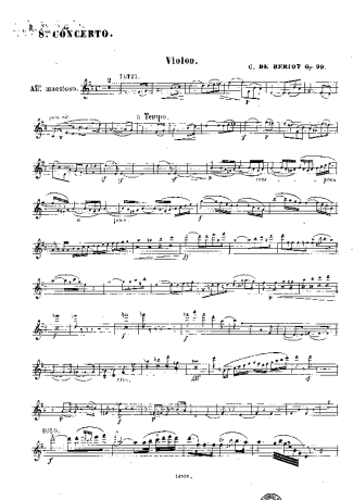 Bériot Violin Concerto No. 8 score for Violin