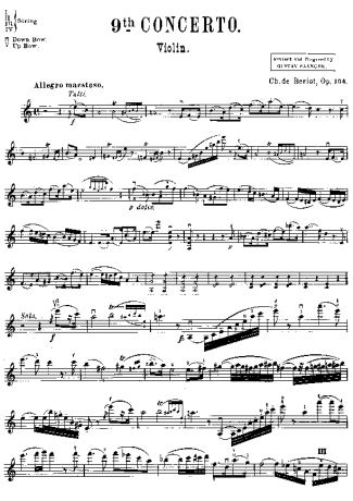 Bériot Violin Concerto No. 9 score for Violin
