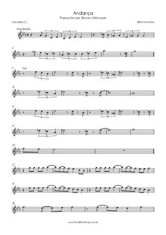 Beth Carvalho Andança score for Clarinet (C)