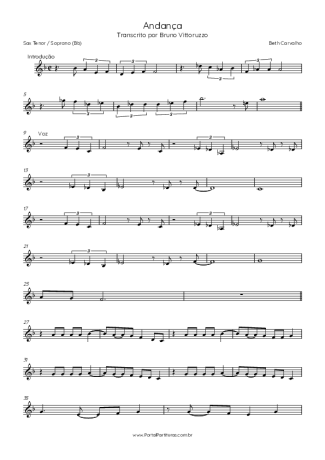 Beth Carvalho Andança score for Tenor Saxophone Soprano (Bb)