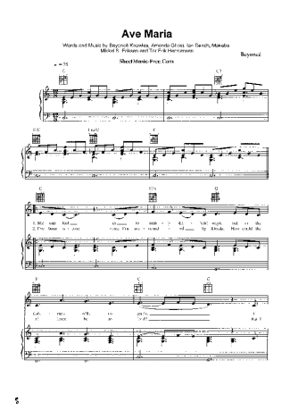 Beyoncé  score for Piano