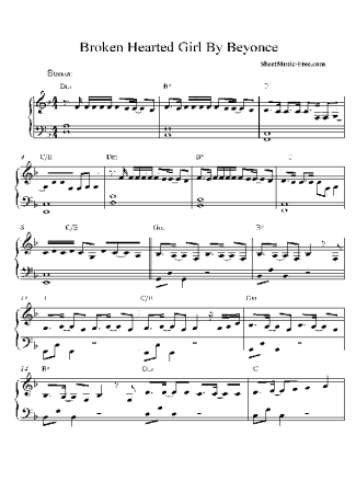 Beyoncé Broken Hearted Girl score for Piano