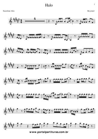 Beyoncé Halo score for Alto Saxophone