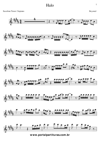 Beyoncé Halo score for Tenor Saxophone Soprano (Bb)
