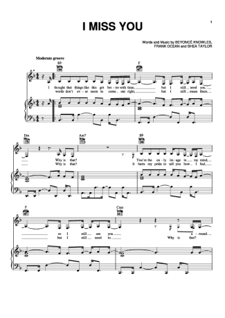 Beyoncé  score for Piano