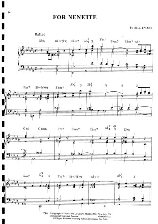 Bill Evans For Nenette score for Piano