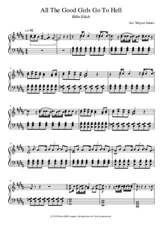 Billie Eilish  score for Piano