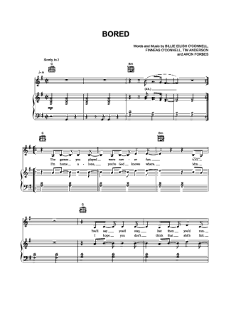 Billie Eilish Bored score for Piano