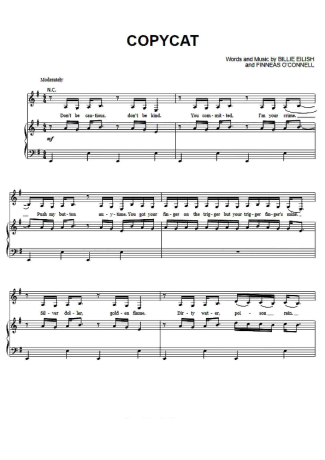Billie Eilish Copycat score for Piano