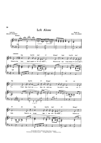 Billie Holiday Left Alone score for Piano