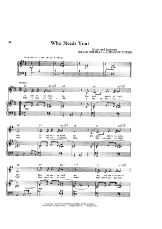 Billie Holiday Who Needs You_ score for Piano