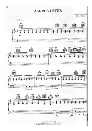 Billy Joel  score for Piano