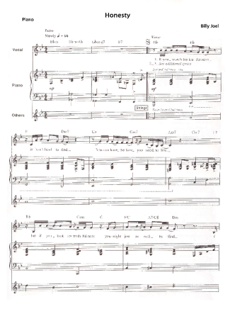 Billy Joel Honesty score for Piano