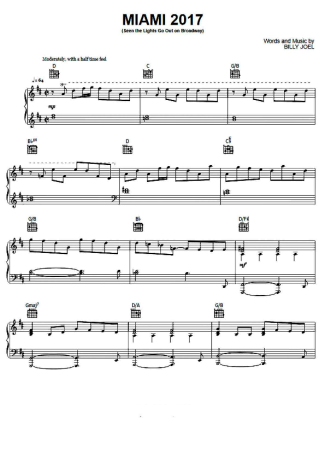Billy Joel Miami 2017 score for Piano