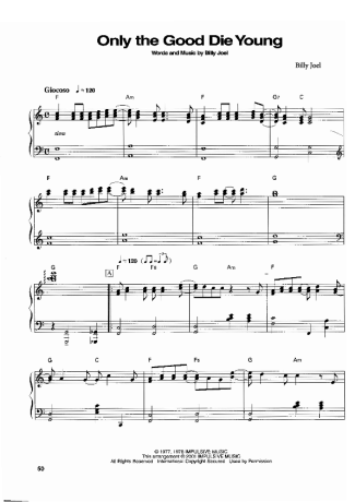 Billy Joel Only The Good Die Young (V2) score for Piano