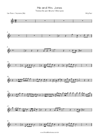 Billy Paul  score for Tenor Saxophone Soprano (Bb)