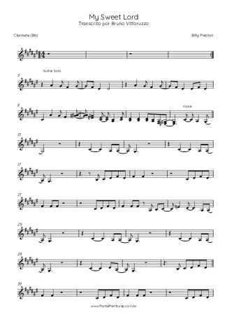 Billy Preston  score for Clarinet (Bb)